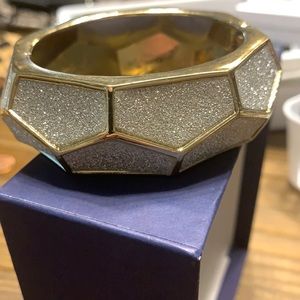 Gold sparkle bracelet with spring open